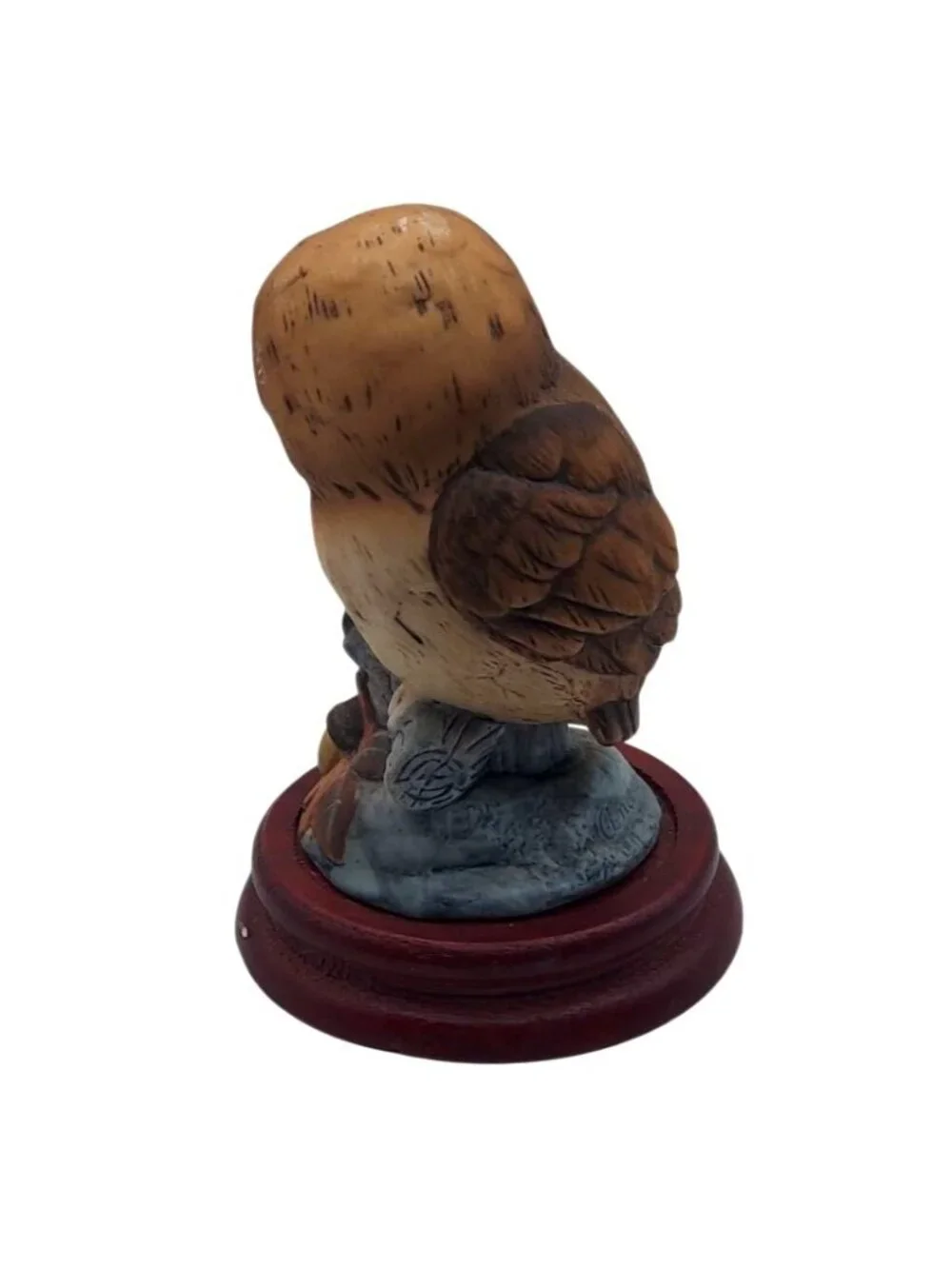 Vintage Andrea By Sadek Porcelain Owl Figurine On Wood Base #6350 Japan